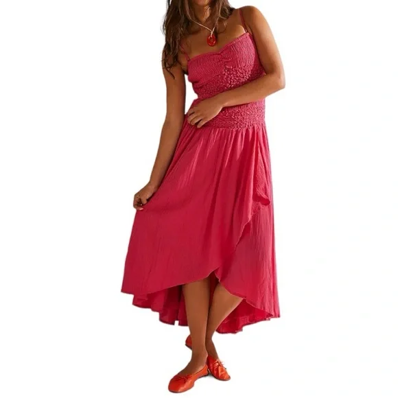 Free People | Dresses | New Free People Sparkling Drop Waist Moment Midi In  Rose Bright Size Small | Poshmark